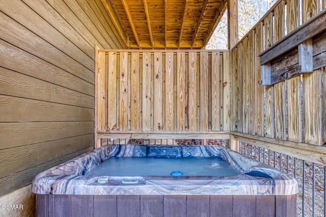 exterior space with a jacuzzi