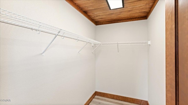 spacious closet featuring light wood finished floors