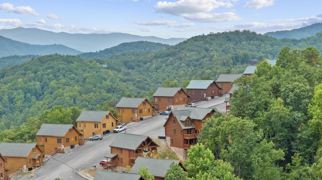 birds eye view of property with a mountain view