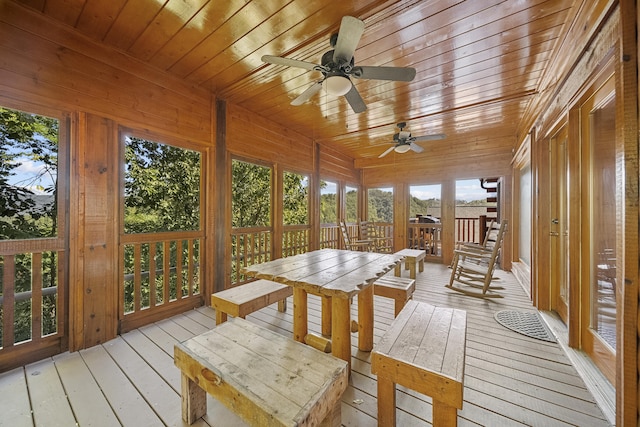 sunroom / solarium with wooden ceiling