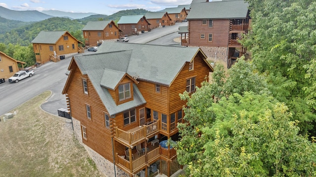 drone / aerial view with a mountain view