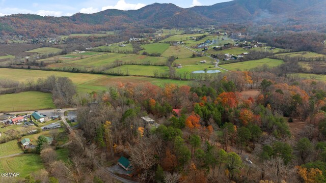 drone / aerial view featuring a mountain view