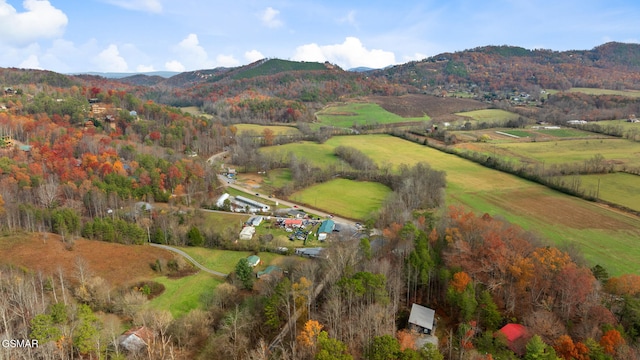 drone / aerial view with a mountain view