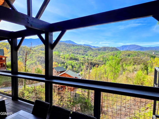 view of mountain feature featuring a wooded view