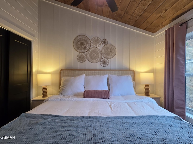 bedroom featuring wood ceiling