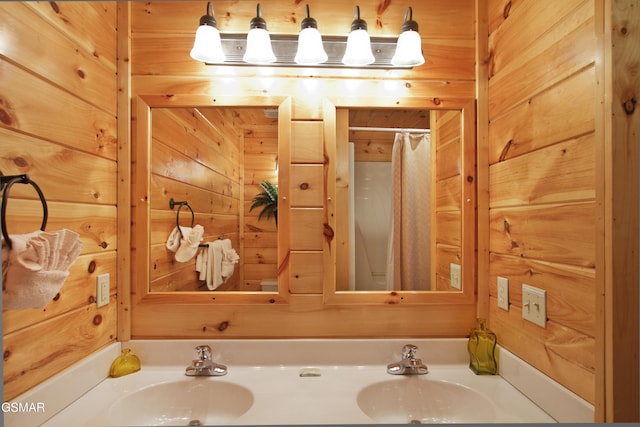 4610 High Vista Way, Pigeon Forge, TN 37863 - full bath with wooden walls and double vanity