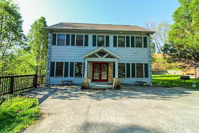 view of front facade with french doors