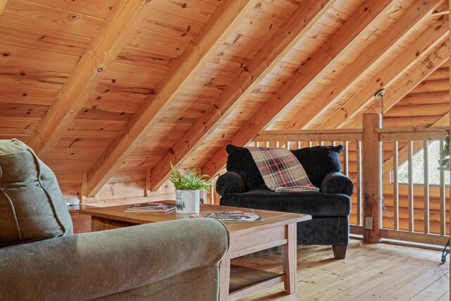 1706 Springer Rd, Sevierville, TN 37862 - living room with lofted ceiling with beams, wood ceiling, and hardwood / wood-style flooring