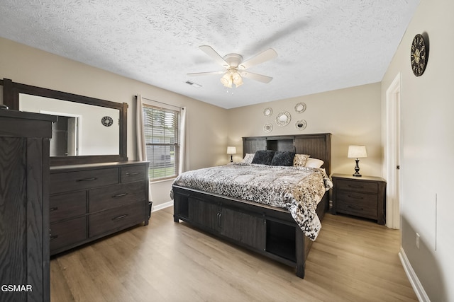 1733 Snapp Rd, Sevierville, TN 37862 - bedroom featuring light wood-type flooring, baseboards, a textured ceiling, and a ceiling fan