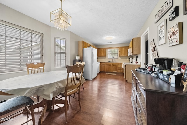 1733 Snapp Rd, Sevierville, TN 37862 - dining room featuring dark wood finished floors, a chandelier, and a textured ceiling