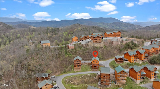 bird's eye view featuring a mountain view