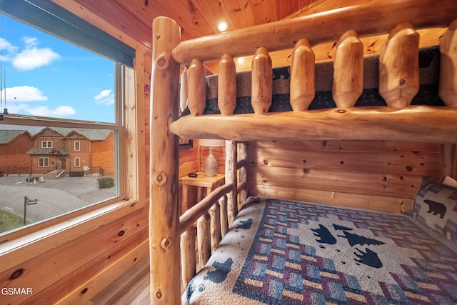 room details featuring log walls