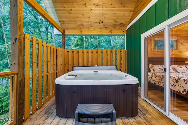 1010 Pinyon Cir, Pigeon Forge, TN 37863 - wooden deck featuring a hot tub