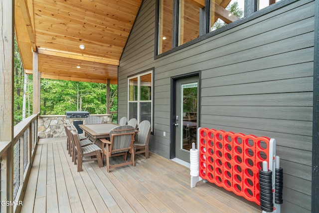 deck with a grill