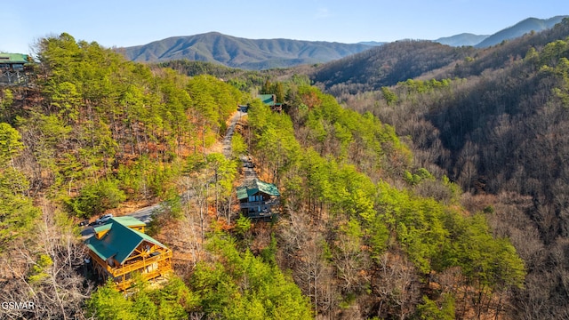 drone / aerial view with a mountain view