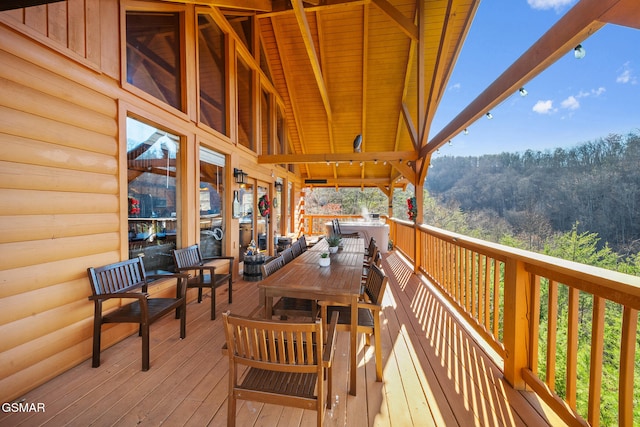 wooden deck featuring outdoor lounge area