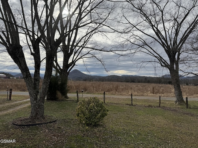 view of yard featuring a mountain view and a rural view