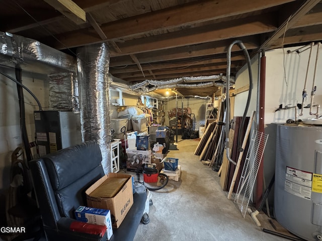 basement with water heater