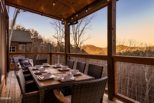 wooden balcony with a wooden deck