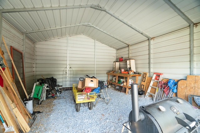 garage featuring metal wall