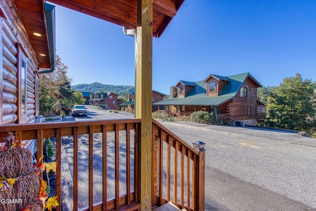 exterior space featuring a mountain view