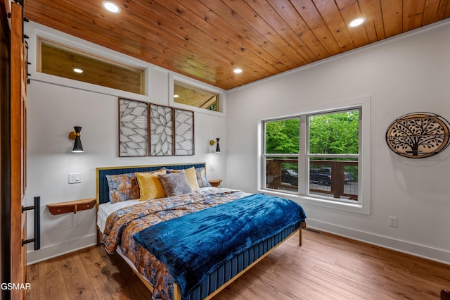 2385 Forge Hideaway Loop Unit 2, Pigeon Forge, TN 37863 - bedroom with wood ceiling, recessed lighting, wood-type flooring, and baseboards