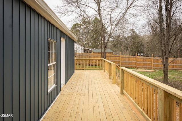 deck featuring a fenced backyard