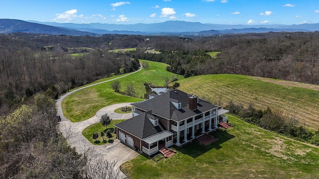 drone / aerial view with a mountain view