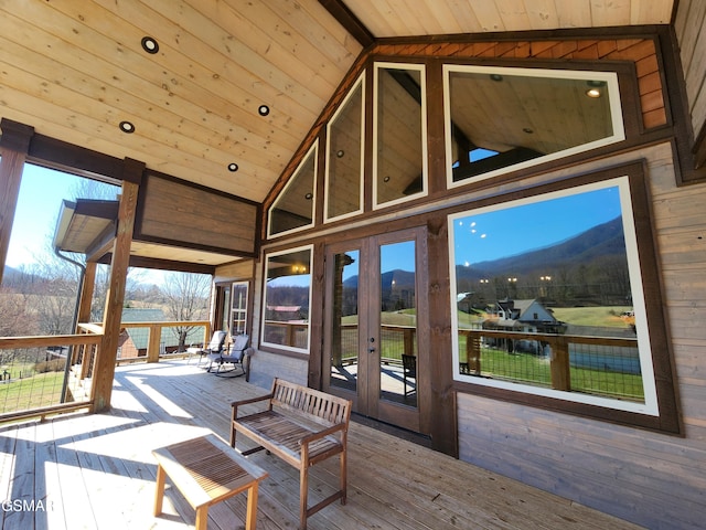 deck featuring a mountain view