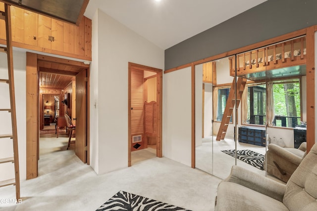 2537 Waldens Creek Rd, Sevierville, TN 37862 - living area featuring light carpet and lofted ceiling