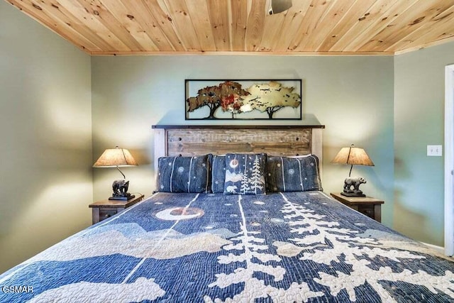 bedroom with wooden ceiling