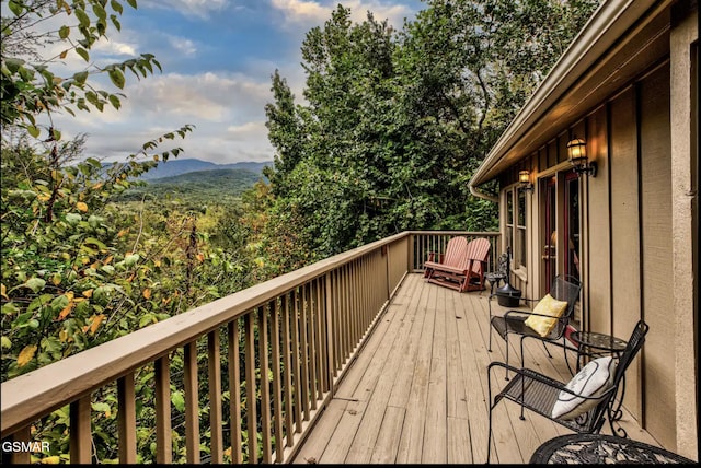 deck with a mountain view