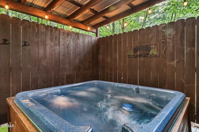 1502 Sky View Dr, Sevierville, TN 37876 - view of patio / terrace featuring a hot tub