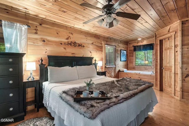 1502 Sky View Dr, Sevierville, TN 37876 - bedroom featuring wood ceiling, wood walls, and hardwood / wood-style flooring