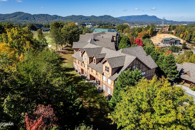 bird's eye view featuring a mountain view