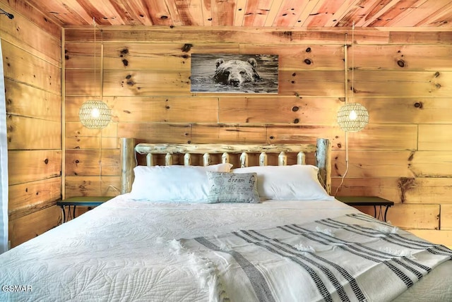 3933 Glenview Way, Sevierville, TN 37862 - bedroom featuring wooden ceiling and wooden walls