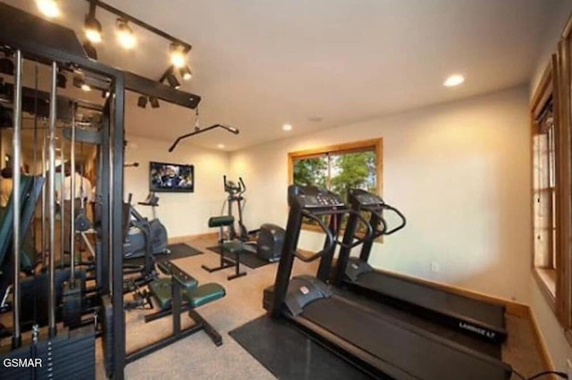 workout area with carpet