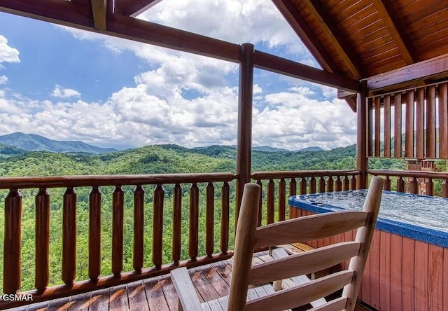 deck with a mountain view