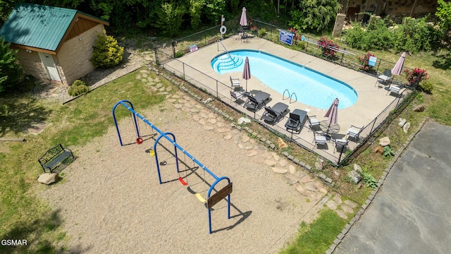 community pool with fence