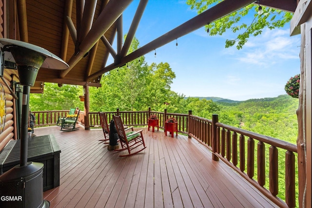 deck featuring a mountain view