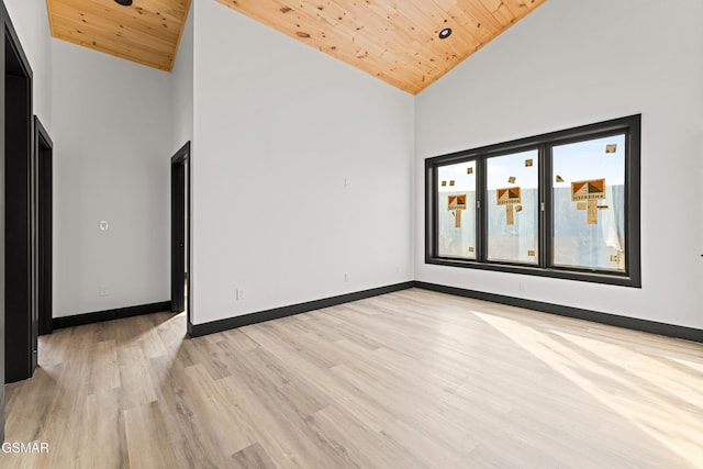 1409 Reedmont Way, Sevierville, TN 37876 - unfurnished room with high vaulted ceiling, wood ceiling, and light wood finished floors