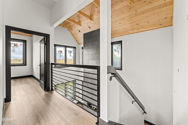 1409 Reedmont Way, Sevierville, TN 37876 - corridor featuring an upstairs landing, wood finished floors, and wood ceiling