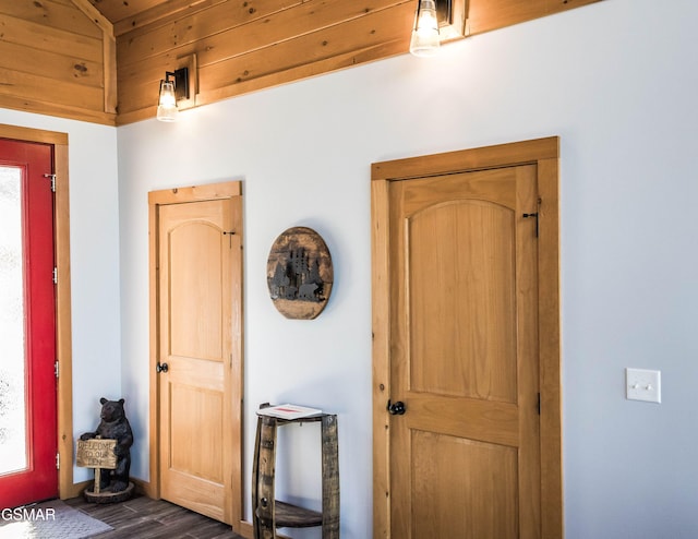 foyer entrance featuring dark hardwood / wood-style flooring