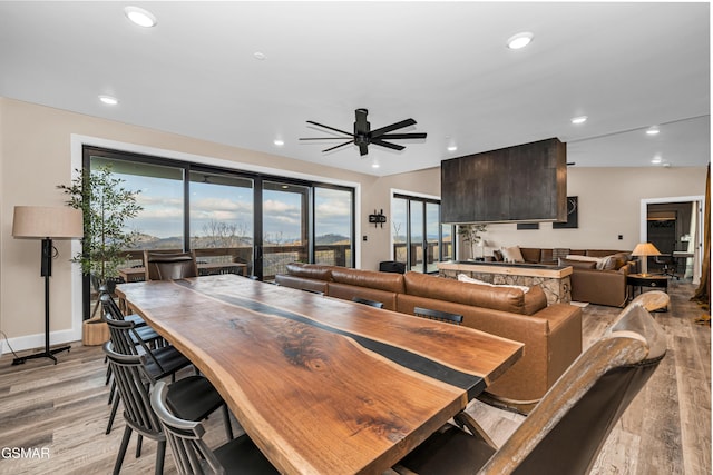 1505 Misty Ct, Sevierville, TN 37862 - dining space featuring a ceiling fan, light wood finished floors, and recessed lighting