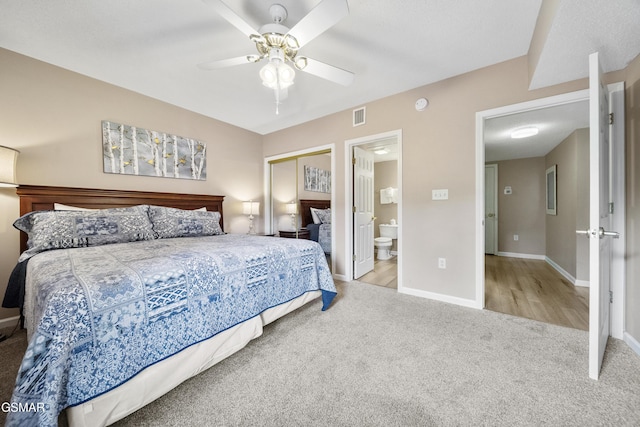 205 Ogle Dr Unit 614, Pigeon Forge, TN 37863 - bedroom featuring carpet floors, baseboards, a closet, ensuite bathroom, and ceiling fan