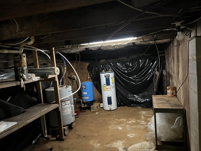 basement with electric water heater