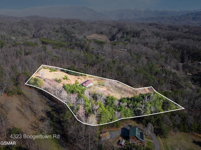 4323 Boogertown Rd, Sevierville, TN 37876 - birds eye view of property with a forest view and a mountain view
