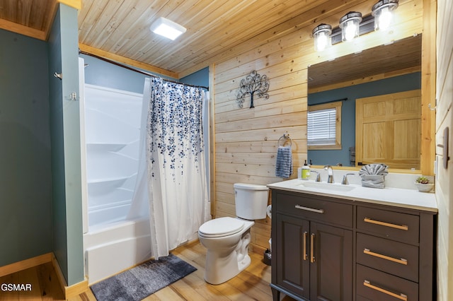 4323 Boogertown Rd, Sevierville, TN 37876 - full bath with toilet, wood ceiling, wood finished floors, wood walls, and vanity