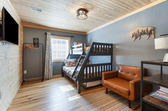 4323 Boogertown Rd, Sevierville, TN 37876 - bedroom featuring wood ceiling, wood finished floors, visible vents, baseboards, and ornamental molding
