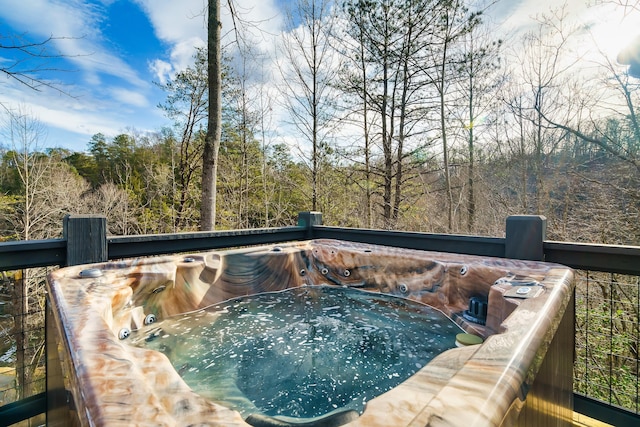 exterior space with a jacuzzi